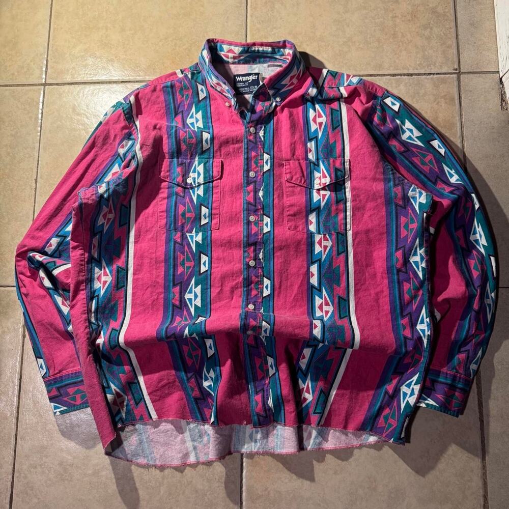 Vintage 90s wrangler aztec buttonup shirt Size Xl in Mens